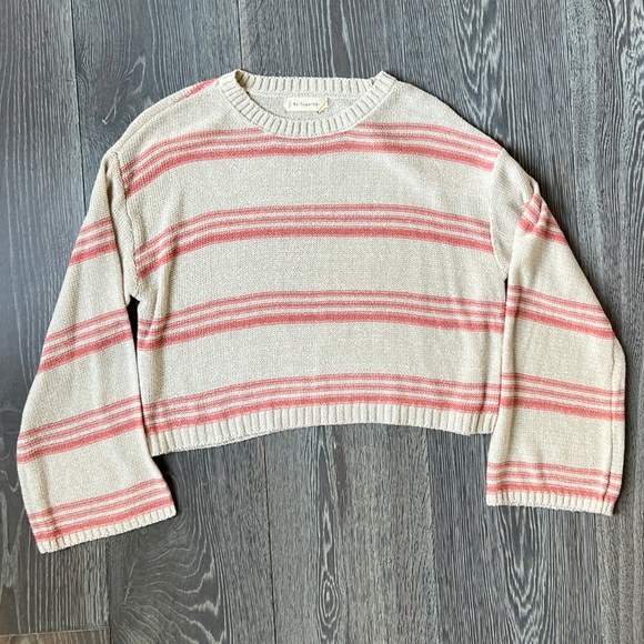 By Together Sweaters - NWOT By Together cream and peach/pink striped cropped sweater. Women’s size S